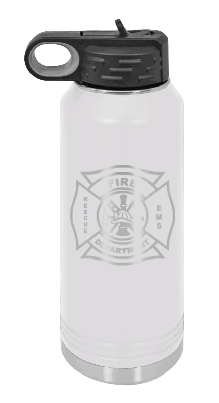 Firefighter - 32oz Water Bottle Laser Engraved- White