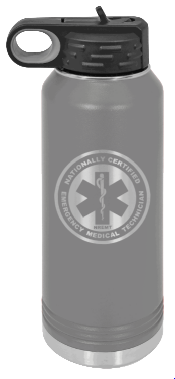 NREMT - 32oz Water Bottle Laser Engraved- Dark Grey