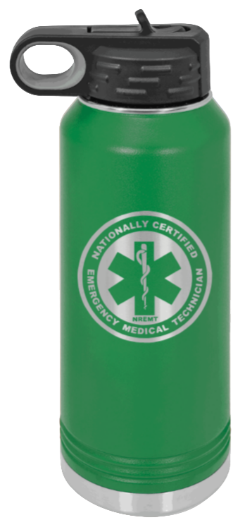 NREMT - 32oz Water Bottle Laser Engraved- Green