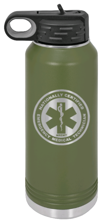 NREMT - 32oz Water Bottle Laser Engraved- Olive