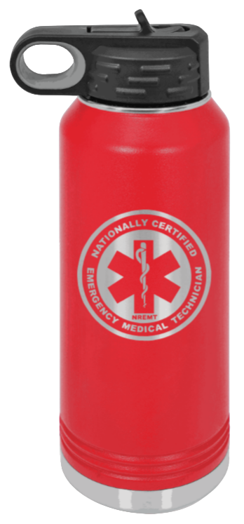 NREMT - 32oz Water Bottle Laser Engraved- Red