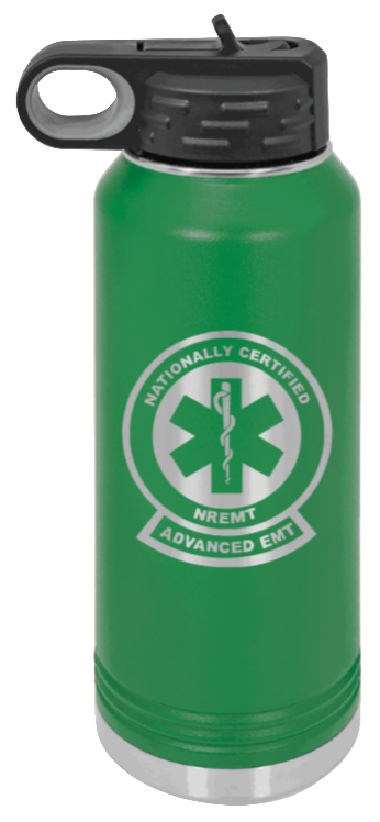 Advanced EMT - 32oz Water Bottle Laser Engraved- Green