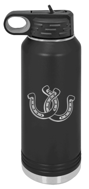 Horseshoes - 32oz Water Bottle Laser Engraved- Black