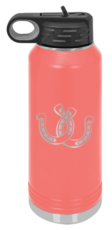 Horseshoes - 32oz Water Bottle Laser Engraved- Coral