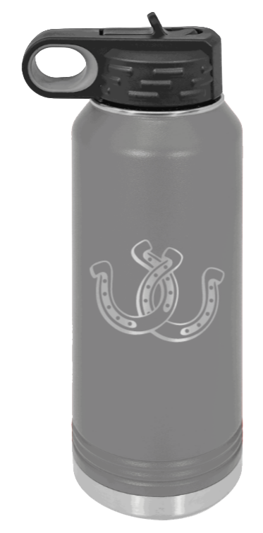 Horseshoes - 32oz Water Bottle Laser Engraved- Dark Grey