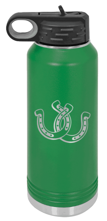 Horseshoes - 32oz Water Bottle Laser Engraved- Green
