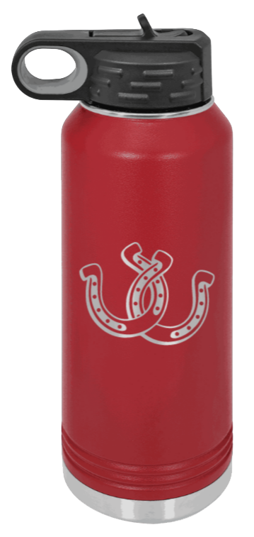 Horseshoes - 32oz Water Bottle Laser Engraved- Maroon