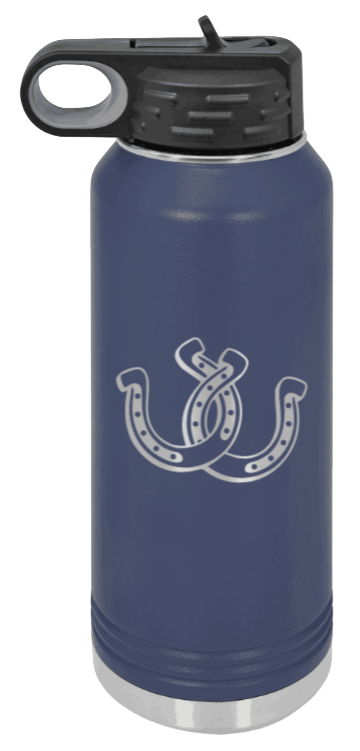 Horseshoes - 32oz Water Bottle Laser Engraved- Navy