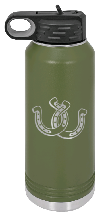 Horseshoes - 32oz Water Bottle Laser Engraved- Olive