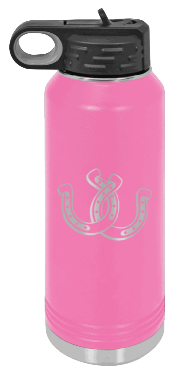Horseshoes - 32oz Water Bottle Laser Engraved- Pink