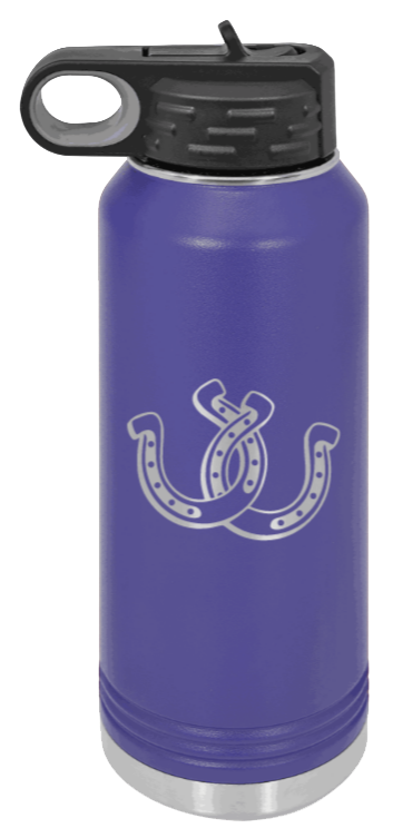 Horseshoes - 32oz Water Bottle Laser Engraved- Purple