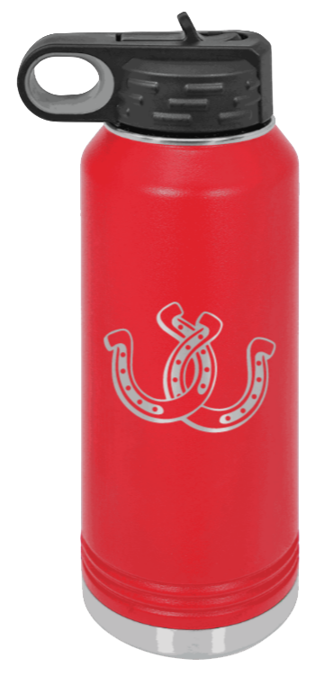 Horseshoes - 32oz Water Bottle Laser Engraved- Red