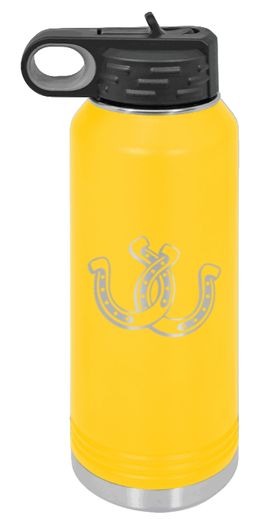 Horseshoes - 32oz Water Bottle Laser Engraved- Yellow