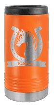 Load image into Gallery viewer, Horse Banner Laser Engraved Slim Can Insulated Koosie
