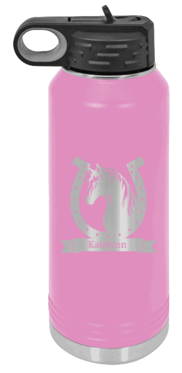 Horse Banner - 32oz Water Bottle Laser Engraved- Light Purple