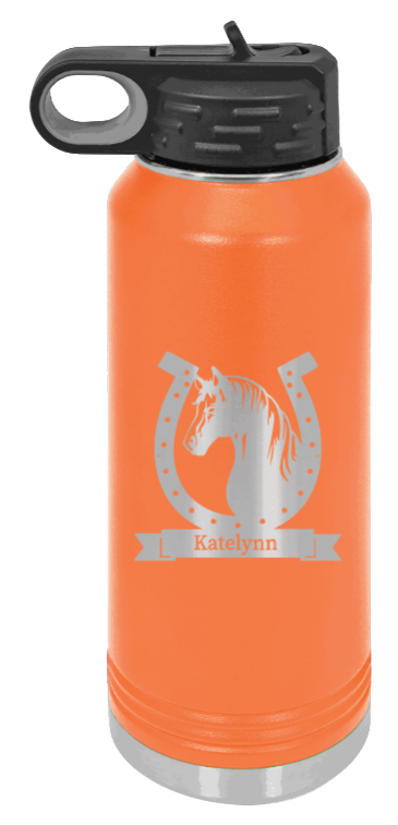 Horse Banner - 32oz Water Bottle Laser Engraved- Orange