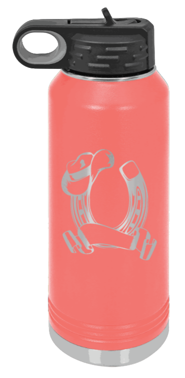 Horse Banner - 32oz Water Bottle Laser Engraved- Coral