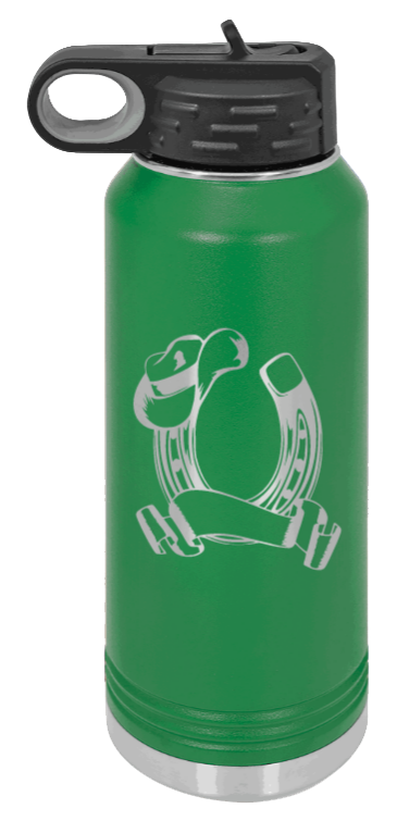 Horse Banner - 32oz Water Bottle Laser Engraved- Green