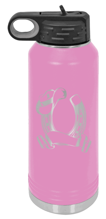 Horse Banner - 32oz Water Bottle Laser Engraved- Light Purple