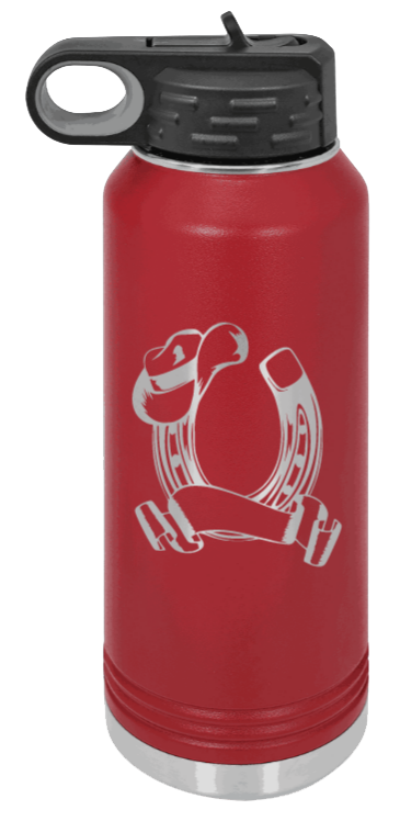 Horse Banner - 32oz Water Bottle Laser Engraved- Maroon