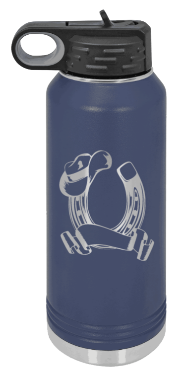 Horse Banner - 32oz Water Bottle Laser Engraved- Navy