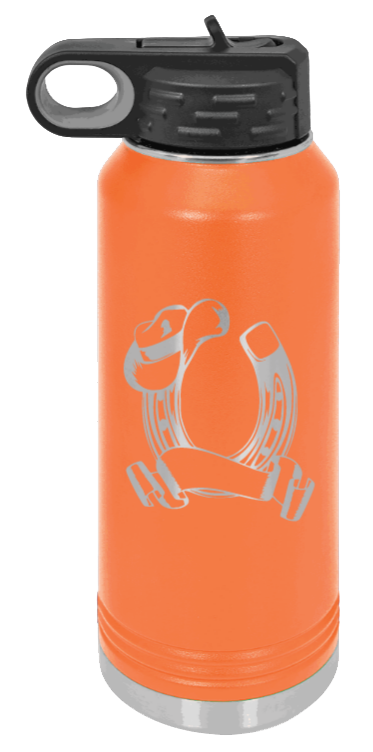 Horse Banner - 32oz Water Bottle Laser Engraved- Orange