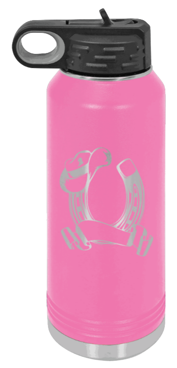 Horse Banner - 32oz Water Bottle Laser Engraved- Pink