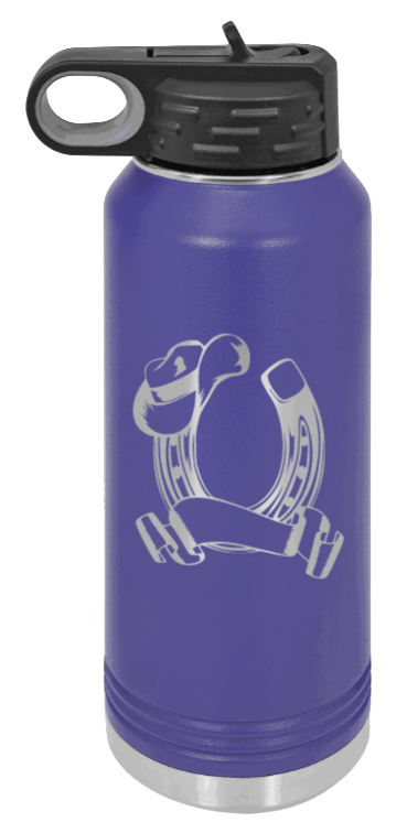 Horse Banner - 32oz Water Bottle Laser Engraved- Purple