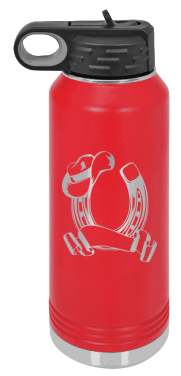 Horse Banner - 32oz Water Bottle Laser Engraved- Red