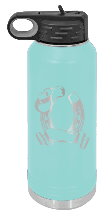 Horse Banner - 32oz Water Bottle Laser Engraved- Teal