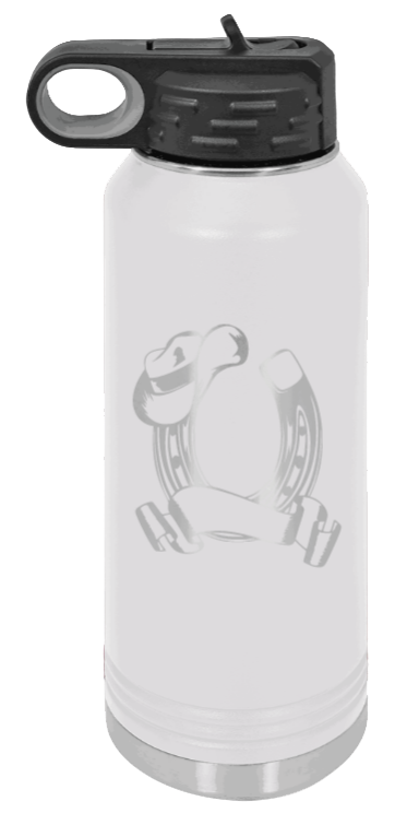 Horse Banner - 32oz Water Bottle Laser Engraved- White
