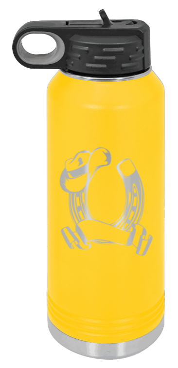 Horse Banner - 32oz Water Bottle Laser Engraved- Yellow