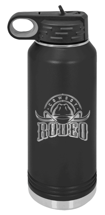 Rodeo - 32oz Water Bottle Laser Engraved- Black