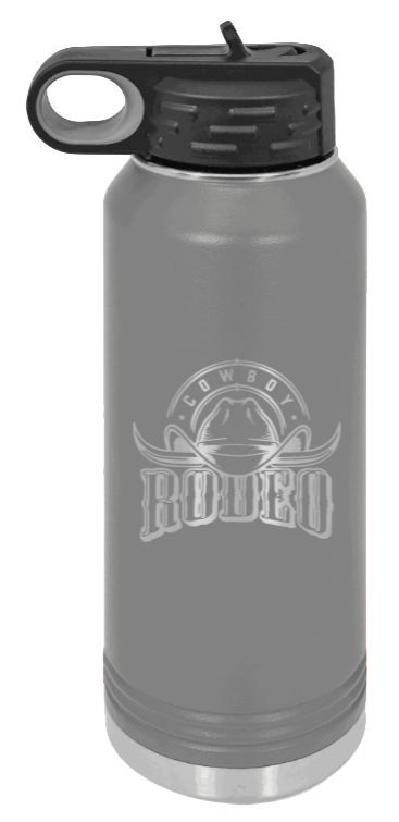 Rodeo - 32oz Water Bottle Laser Engraved- Dark Grey