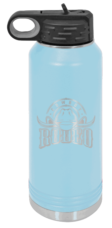 Rodeo - 32oz Water Bottle Laser Engraved- Light Blue