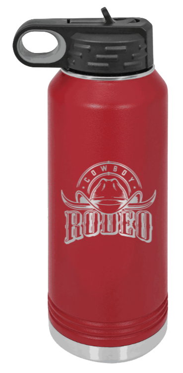 Rodeo - 32oz Water Bottle Laser Engraved- Maroon