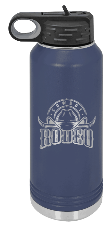 Rodeo - 32oz Water Bottle Laser Engraved- Navy