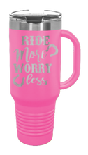 Load image into Gallery viewer, Ride More Worry Less 40oz Handle Mug Laser Engraved
