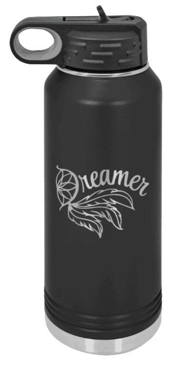 Dreamer - 32oz Water Bottle Laser Engraved- Black