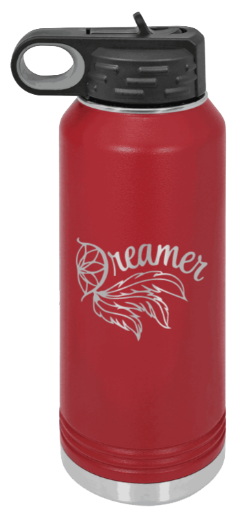 Dreamer - 32oz Water Bottle Laser Engraved- Maroon
