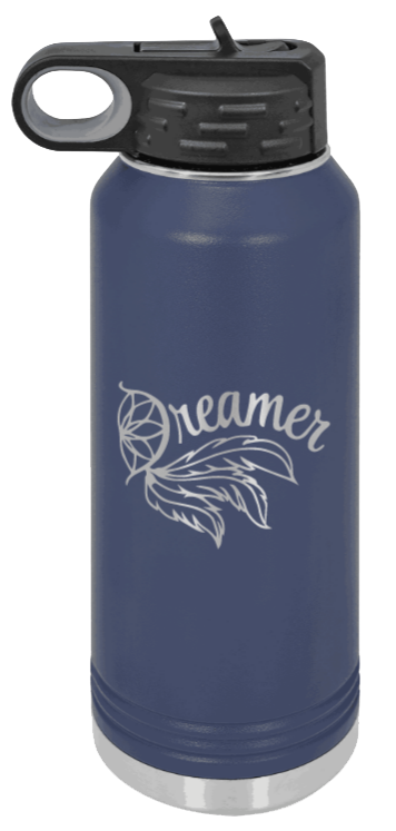 Dreamer - 32oz Water Bottle Laser Engraved- Navy