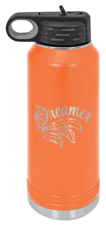 Dreamer - 32oz Water Bottle Laser Engraved- Orange