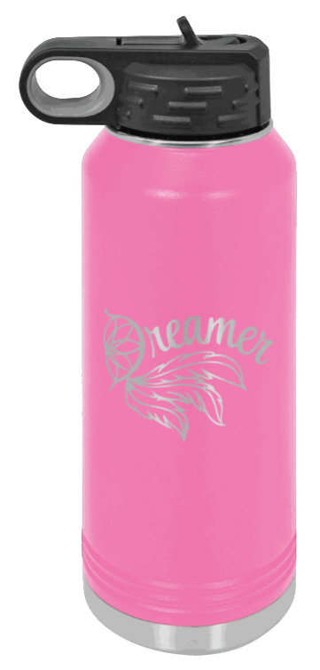 Dreamer - 32oz Water Bottle Laser Engraved- Pink