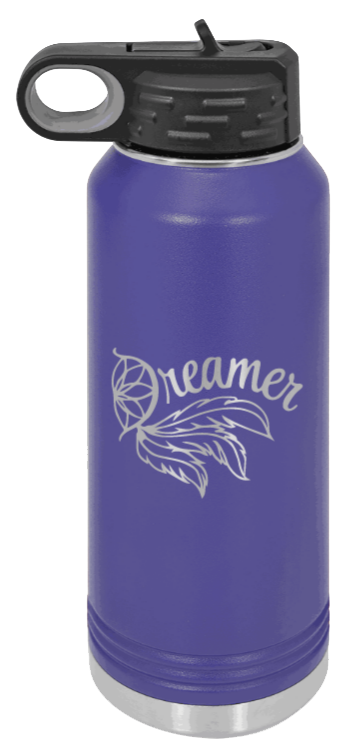 Dreamer - 32oz Water Bottle Laser Engraved- Purple