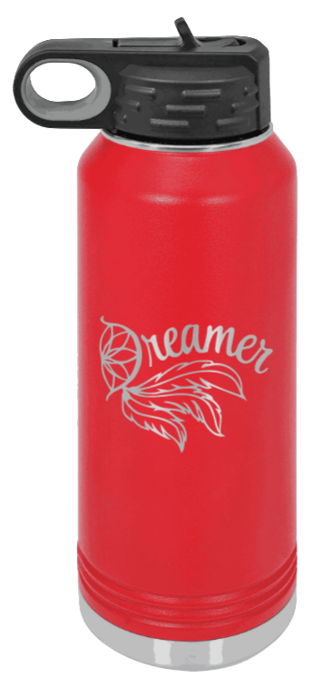 Dreamer - 32oz Water Bottle Laser Engraved- Red