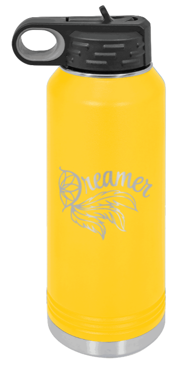 Dreamer - 32oz Water Bottle Laser Engraved- Yellow