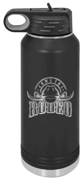 Rodeo Cowgirl Laser Engraved Water Bottle (Etched)