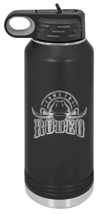 Rodeo Cowgirl - 32oz Water Bottle Laser Engraved- Black