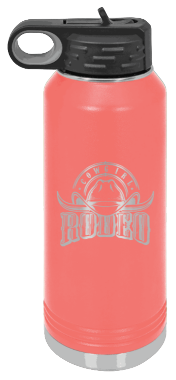 Rodeo Cowgirl - 32oz Water Bottle Laser Engraved- Coral