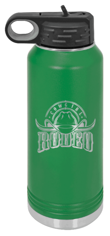 Rodeo Cowgirl - 32oz Water Bottle Laser Engraved- Green